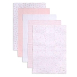Burt’s Bees Baby – Burp Cloths, 100% Organic Cotton Absorbent 5-Pack Drool Cloths (Blossom Pink Variety Prints)
