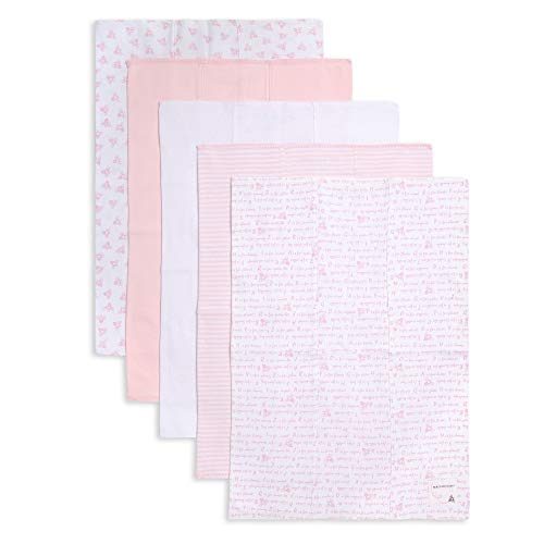 Burt’s Bees Baby – Burp Cloths, 100% Organic Cotton Absorbent 5-Pack Drool Cloths (Blossom Pink Variety Prints)