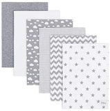 Burp Cloths 6 Pack Large 100% Cotton Washcloths Double Layered Burping Cloths Extra Absorbent and Soft for Boys and Girls by Comfy Cubs (Grey Pattern, Pack of 6)