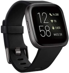 Fitbit Versa 2 Health and Fitness Smartwatch with Heart Rate, Music, Alexa Built-In, Sleep and Swim Tracking, Black/Carbon, One Size (S and L Bands Included)