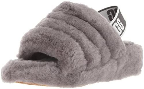 UGG Women’s Fluff Yeah Slide Slipper, Charcoal, 8