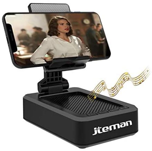 Cell Phone Stand with Wireless Bluetooth Speaker and Anti-Slip Base HD Surround Sound Perfect for Home and Outdoors with Bluetooth Speaker for Desk Compatible with iPhone/ipd/Samsung Galaxy