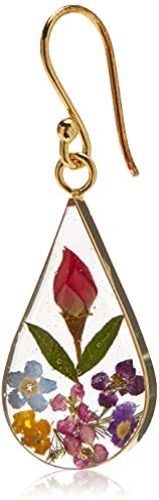 Sterling Silver Pressed Flower Teardrop Earrings