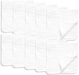 10 Pack Muslin Burp Cloths Large 20″ by 10″ 100% Cotton, Hand Wash Cloth 6 Layers Extra Absorbent and Soft
