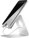 Cell Phone Stand, Lamicall Phone Stand : Cradle Dock Holder Compatible with All Android Smartphone Phone 12 Mini 11 Pro Xs Xs Max Xr X 8 7 6 6s Plus Charging, Universal Accessories Desk – Silver