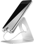 Cell Phone Stand, Lamicall Phone Stand : Cradle Dock Holder Compatible with All Android Smartphone Phone 12 Mini 11 Pro Xs Xs Max Xr X 8 7 6 6s Plus Charging, Universal Accessories Desk – Silver
