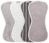 WeeSprout Set of 4 Organic Cotton Burp Cloths – Four Ultra-Absorbent Layers Keep Clothes Dry, Button Transforms Burp Cloth Into Baby Bib, Machine Washable & Dryer Friendly, Unisex for Boys & Girls