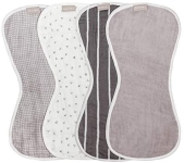 WeeSprout Set of 4 Organic Cotton Burp Cloths – Four Ultra-Absorbent Layers Keep Clothes Dry, Button Transforms Burp Cloth Into Baby Bib, Machine Washable & Dryer Friendly, Unisex for Boys & Girls