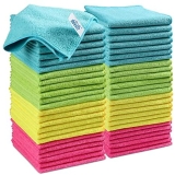 Microfiber Cleaning Cloth,50Pack Cleaning Rag,Cleaning Towels with 4 Color Assorted,12″X12″(Green/Blue/Yellow/Pink)