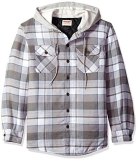 Wrangler Authentics Men’s Long Sleeve Quilted Lined Flannel Shirt Jacket With Hood