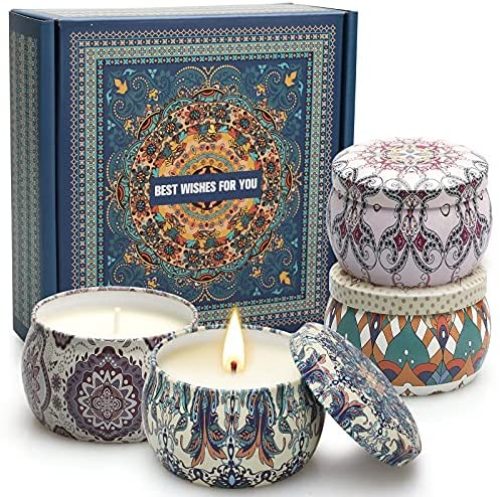 Scented Candle Gifts for Women, 4 Pack 4.4 oz Aromatherapy Candles, Stress Relief Gifts for Girlfriend, Teacher, Mom, Anniversary, Birthday