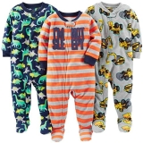 Simple Joys by Carter’s Baby and Toddler Boys’ 3-Pack Loose Fit Fleece Footed Pajamas