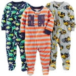 Simple Joys by Carter’s Baby and Toddler Boys’ 3-Pack Loose Fit Fleece Footed Pajamas
